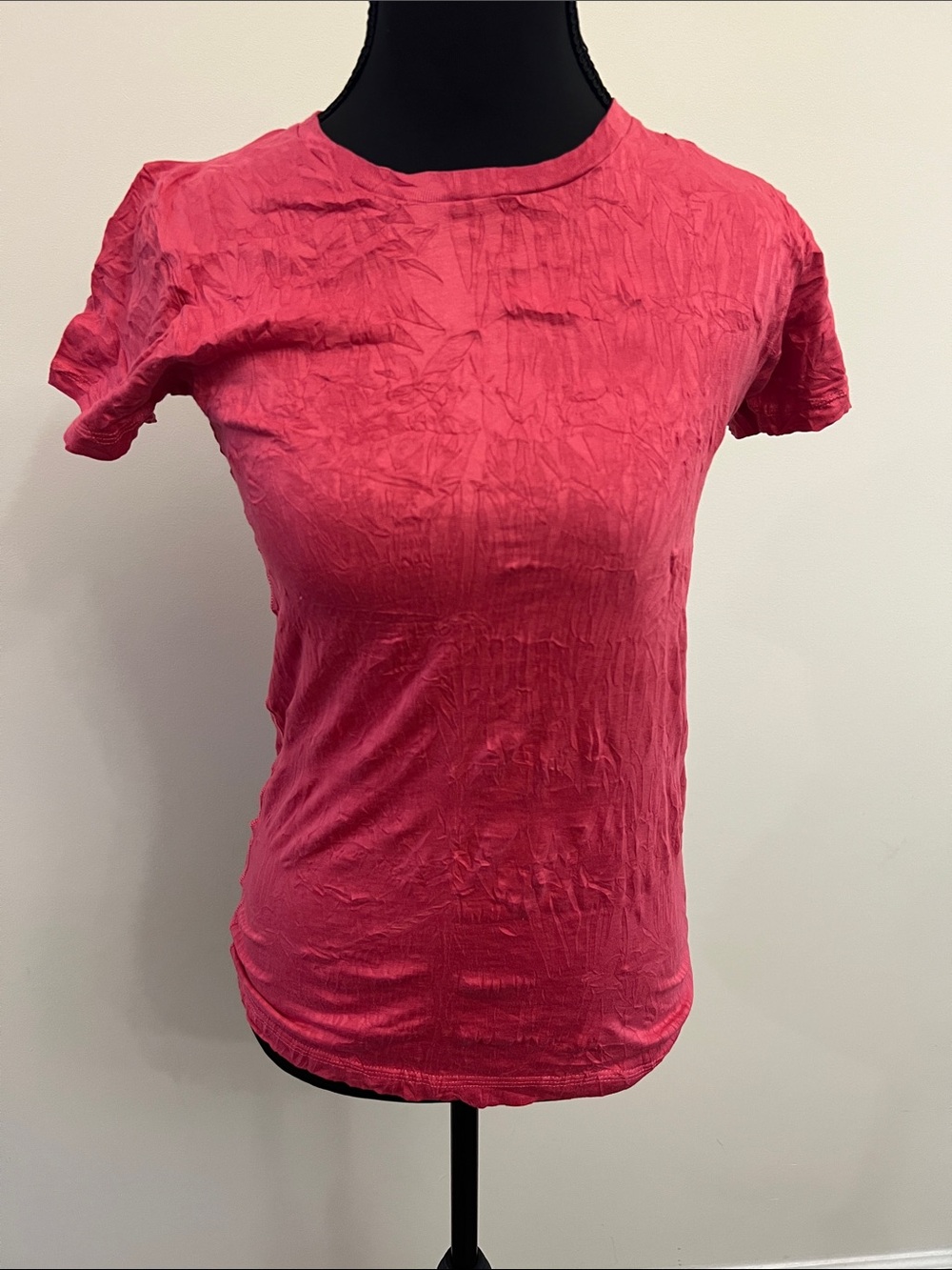 Women's Pink Crinkle Short-Sleeve Tee